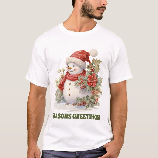 Waterverf Christmas snowman tekst toevoegen T-shirt (Voorkant)