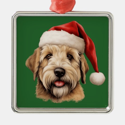 Waterverf Christmas Soft Coated Wheaten Terrier Metalen Ornament (Voorkant)