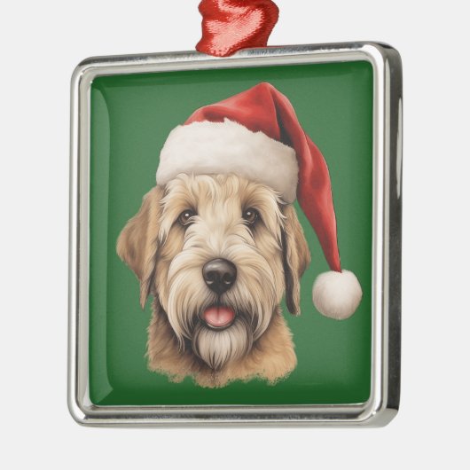 Waterverf Christmas Soft Coated Wheaten Terrier Metalen Ornament (Links)