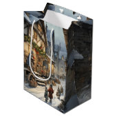 Waterverf Christmas Village Medium Cadeauzakje (Voorkant Gekanteld)