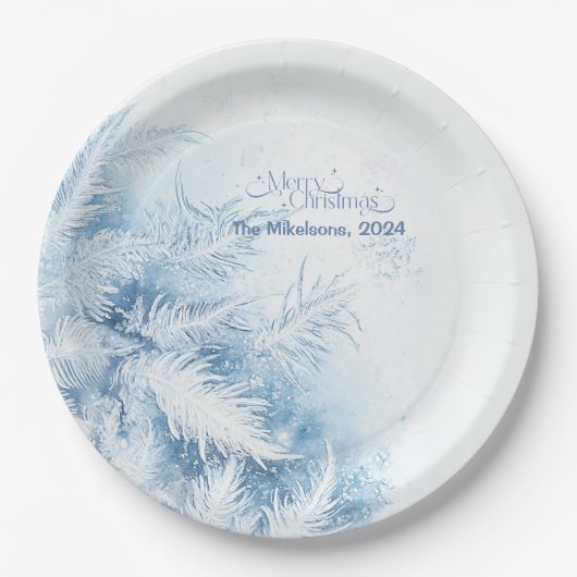 Waterverf Christmas Winter Wonderland Papieren Bordje (Voorkant)