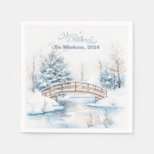 Waterverf Christmas Winter Wonderland Servet (Voorkant)