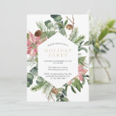 Waterverf Christmas Wreath Gold Holiday Party Kaart (Staand voorkant)