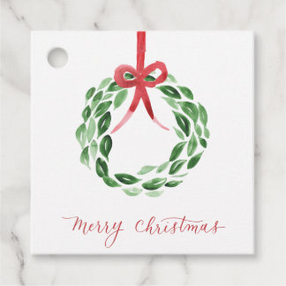 Waterverf Christmas Wreath Square Gift Label