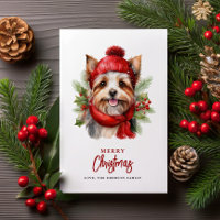 Waterverf Christmas Yorkie Dog