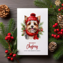 Waterverf Christmas Yorkie Dog