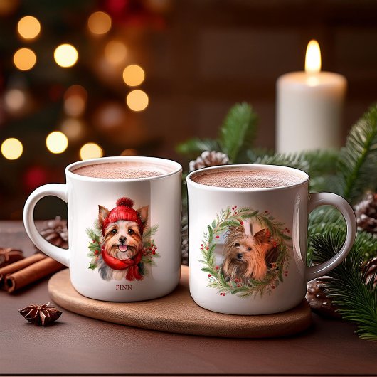 Waterverf Christmas Yorkie Dog Koffiemok