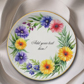 Waterverf chrysant elegant papieren bordje