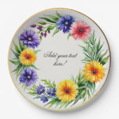 Waterverf chrysant elegant papieren bordje (Voorkant)