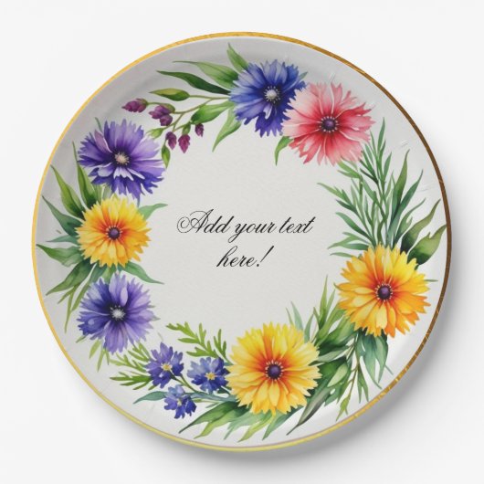 Waterverf chrysant elegant papieren bordje (Voorkant)