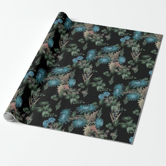 Waterverf , chrysanten cadeaupapier (Uitgerold)