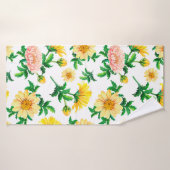 Waterverf chrysanten. Gele bloemen met gre Badhanddoek (Badhanddoek)