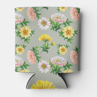 Waterverf chrysanten, naadloos bloemmotief blikjeskoeler