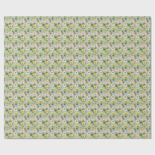 Waterverf chrysanten, naadloos bloemmotief cadeaupapier (Vlak)