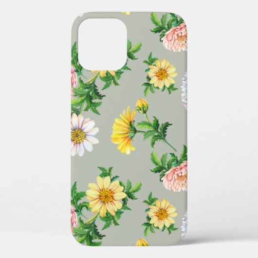 Waterverf chrysanten, naadloos bloemmotief Case-Mate iPhone case (Achterkant)