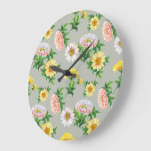 Waterverf chrysanten, naadloos bloemmotief grote klok (Hoek)