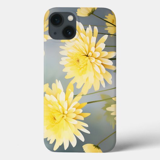 Waterverf chrysanten op lichtgele weide Case-Mate iPhone case (Achterkant)