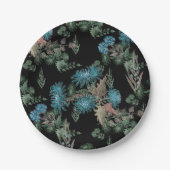 Waterverf , chrysanten papieren bordje (Voorkant)