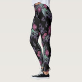 Waterverf Chrysanthema bloemen bloemen florale ink Leggings (Links)