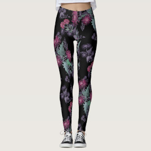Waterverf Chrysanthema bloemen bloemen florale ink Leggings