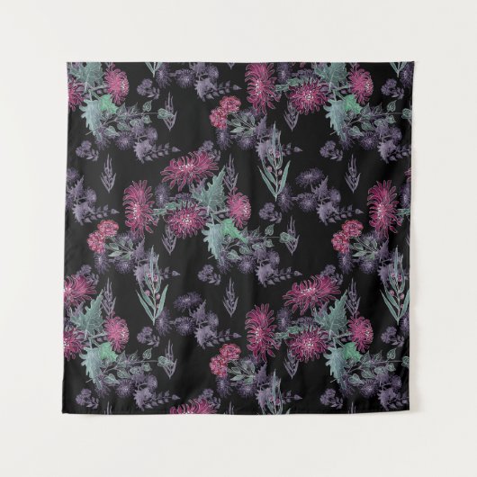 Waterverf Chrysanthema bloemen bloemen florale ink Wandkleed (Voorkant)