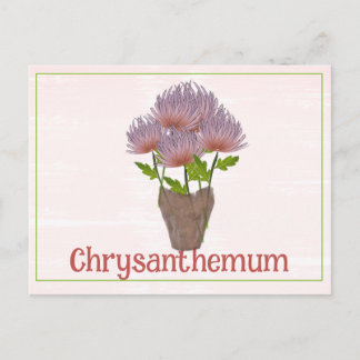Waterverf Chrysanthemum Bloem November Verjaardag Briefkaart