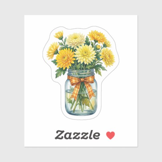 Waterverf Chrysanthemum Metselglas Gele Bloem S Sticker (Vel)