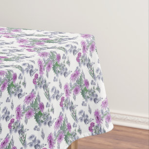 Waterverf chrysanthemum roze kleine bloemen groen tafelkleed