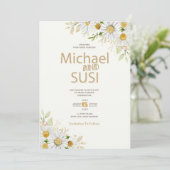 waterverf chrysanthemum trouwuitnodiging kaart (Staand voorkant)