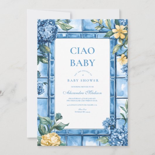 Waterverf Ciao, Baby Italiaans Baby shower Kaart (Voorkant)