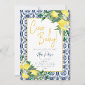 Waterverf Ciao, Baby! Italiaans citroen Baby showe Kaart (Voorkant)