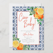 Waterverf Ciao, Baby! Oranje Baby shower Kaart (Voorkant)
