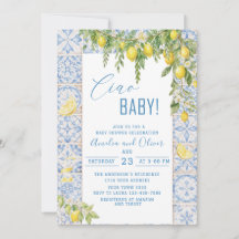 Waterverf ciao bambino citroenen babyshower