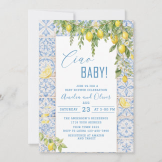 Waterverf ciao bambino citroenen babyshower kaart