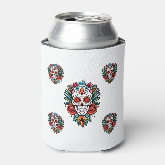 Waterverf Cinco de Mayo kleurrijke suikerschedel Blikjeskoeler (Blikje Voorkant)