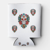 Waterverf Cinco de Mayo kleurrijke suikerschedel Blikjeskoeler (Voorkant)