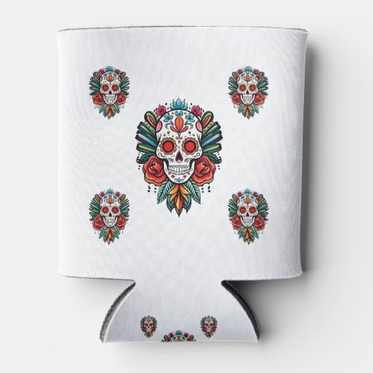 Waterverf Cinco de Mayo kleurrijke suikerschedel Blikjeskoeler (Voorkant)