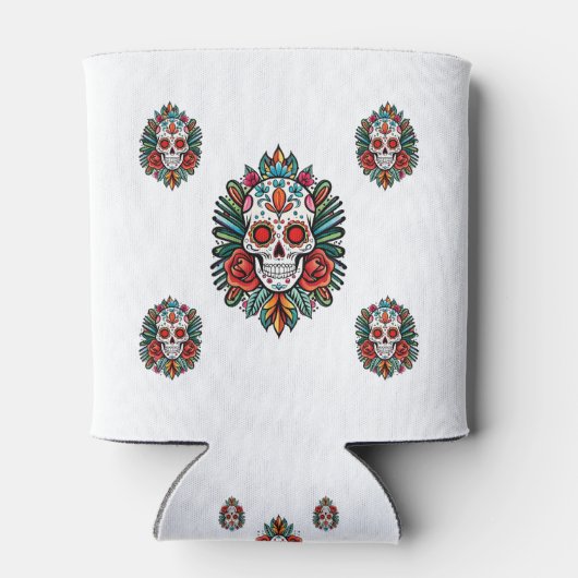 Waterverf Cinco de Mayo kleurrijke suikerschedel Blikjeskoeler (Achterkant)