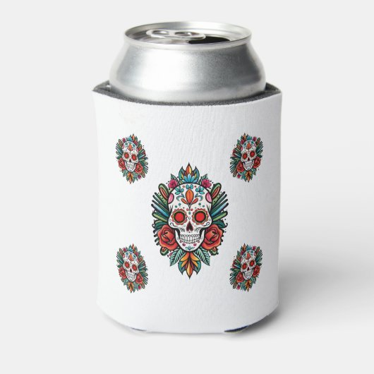Waterverf Cinco de Mayo kleurrijke suikerschedel Blikjeskoeler (Blikje Achterkant)