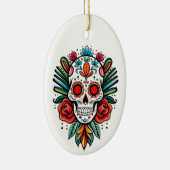 Waterverf Cinco de Mayo kleurrijke suikerschedel Keramisch Ornament (Rechts)