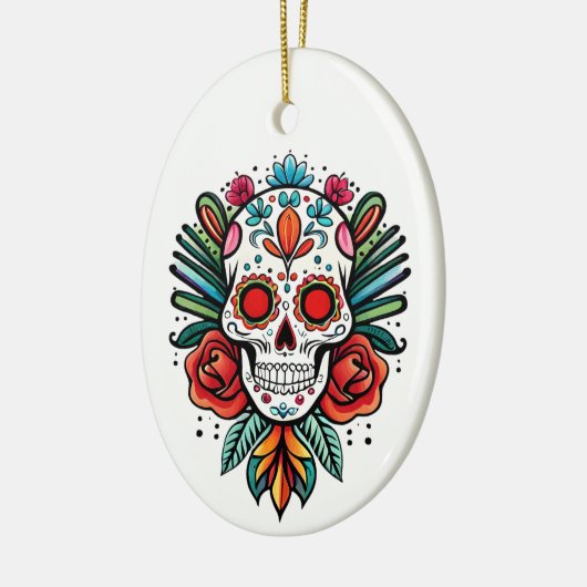 Waterverf Cinco de Mayo kleurrijke suikerschedel Keramisch Ornament (Links)