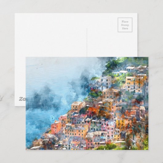 Waterverf Cinque Terre Italië Briefkaart (Voorkant / Achterkant)