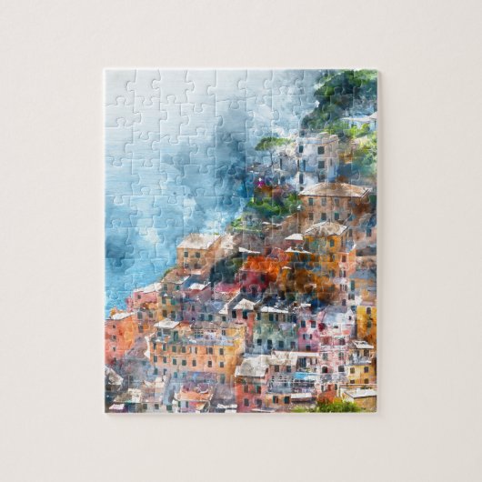 Waterverf Cinque Terre Italië Legpuzzel (Verticaal)