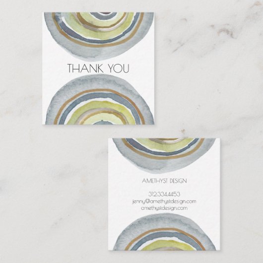 Waterverf Circle Abstracte minimalistische orde Be Vierkante Visitekaartje (Voorkant / Achterkant)