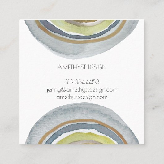 Waterverf Circle Abstracte minimalistische orde Be Vierkante Visitekaartje (Achterkant)