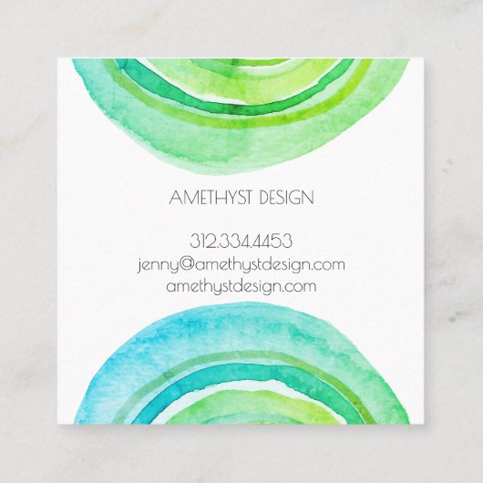 Waterverf Circle Abstracte minimalistische orde Be Vierkante Visitekaartje (Achterkant)