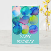Waterverf Circle Verjaardag abstracte koele kleur Kaart (Gele Bloem)