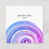 Waterverf Circles Abstracte Paarse CUSTOM HANG LAB Vierkante Visitekaartje (Voorkant)