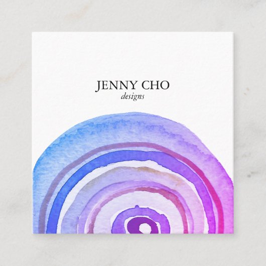 Waterverf Circles Abstracte Paarse CUSTOM HANG LAB Vierkante Visitekaartje (Voorkant)