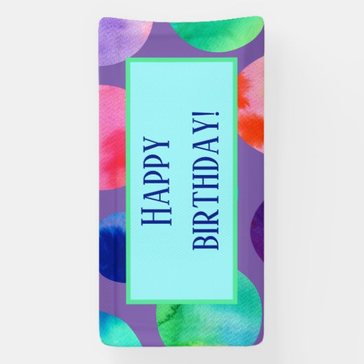 Waterverf Circles Birthday Spandoek (Verticaal)